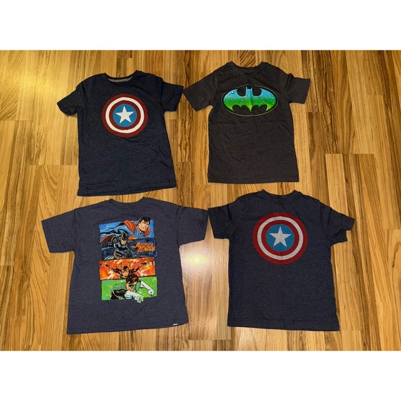 Captain America Batman Justice League Old Navy Boys Graphic shirt Sz 6/7 Lot EUC - Picture 1 of 8